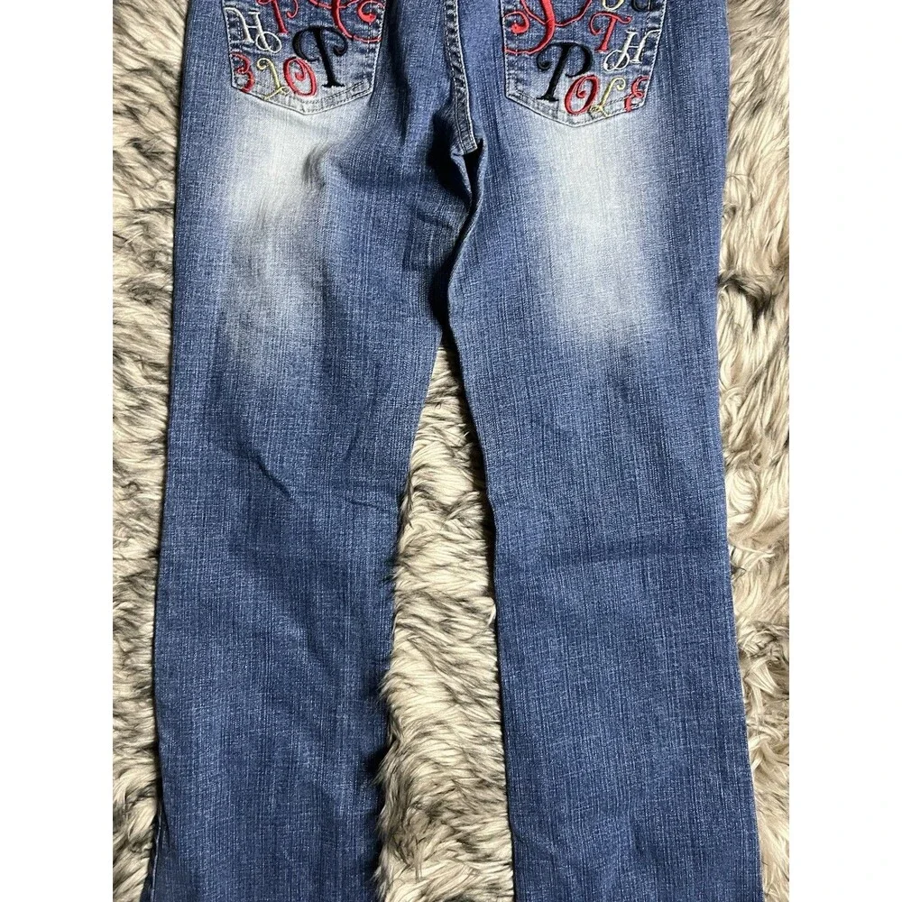 Southpole Y2K Jeans Est Ninety one Womens Embroidered Pockets Sz 7
